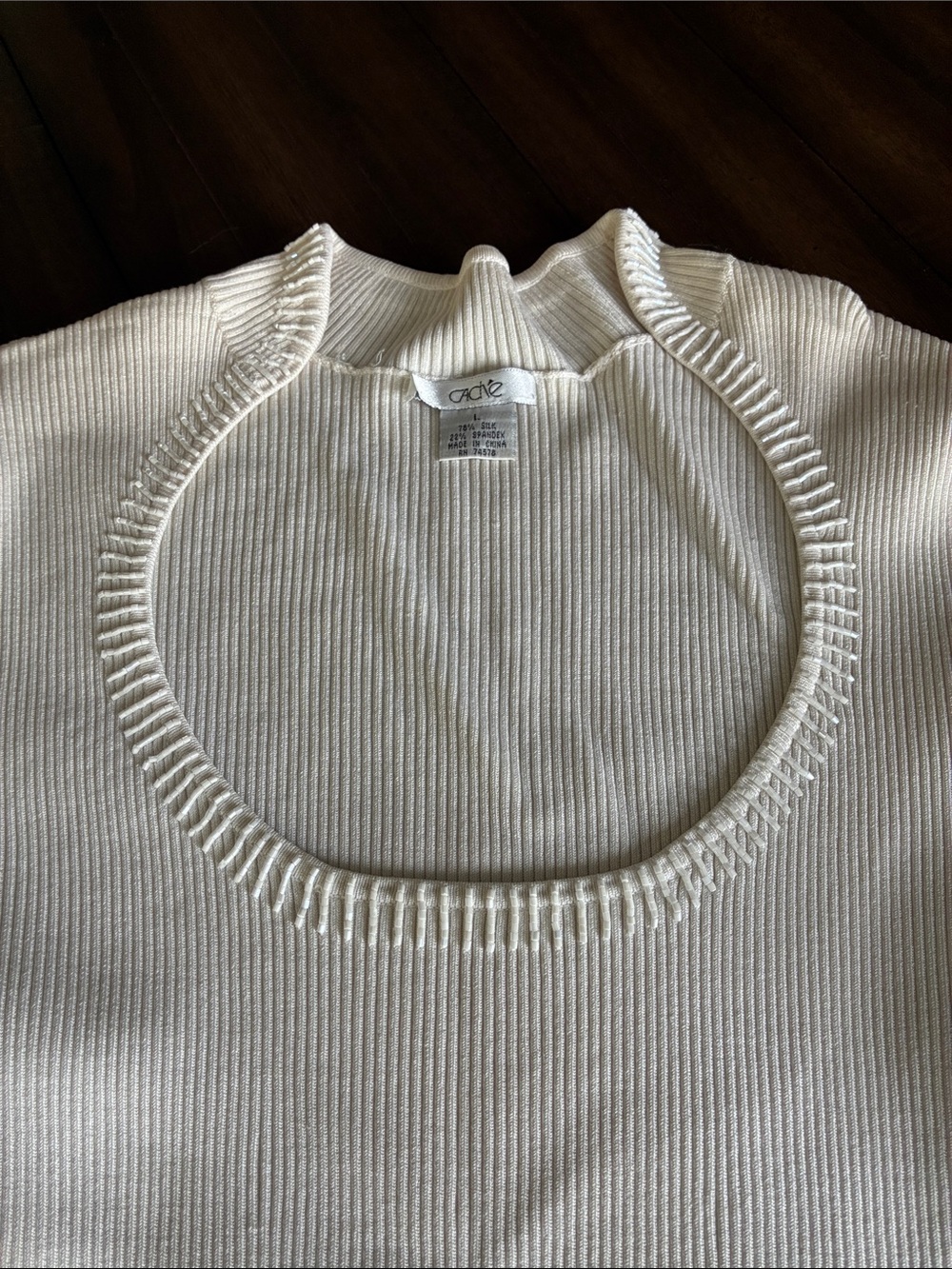 Cache Cream Ribbed Scoop-Neck Sweater - Picture 2 of 5